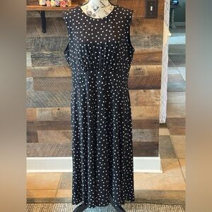 London Times Black and White Polka Dot Midi Dress